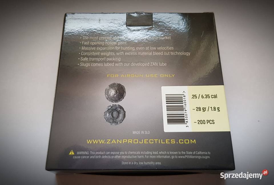śrut Airgun Slugs ZAN Projectiles 635 mm HP 28 Trzcianka