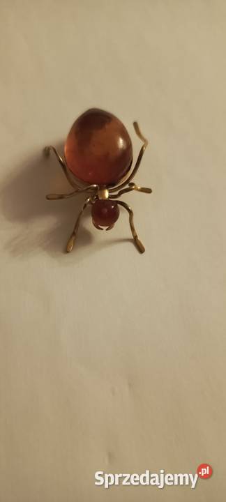 Broszka Bursztyn Pająk vintage Białystok