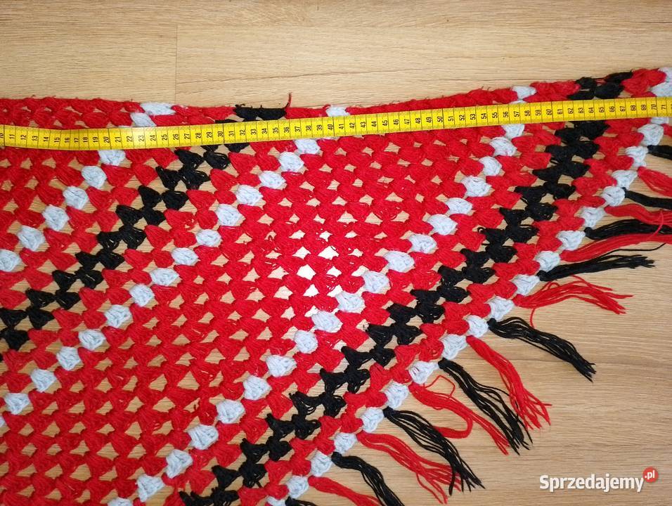 CHUSTA ażurowa trójkątna z frędzlami duża poncho Dodatki Złotniki sprzedam
