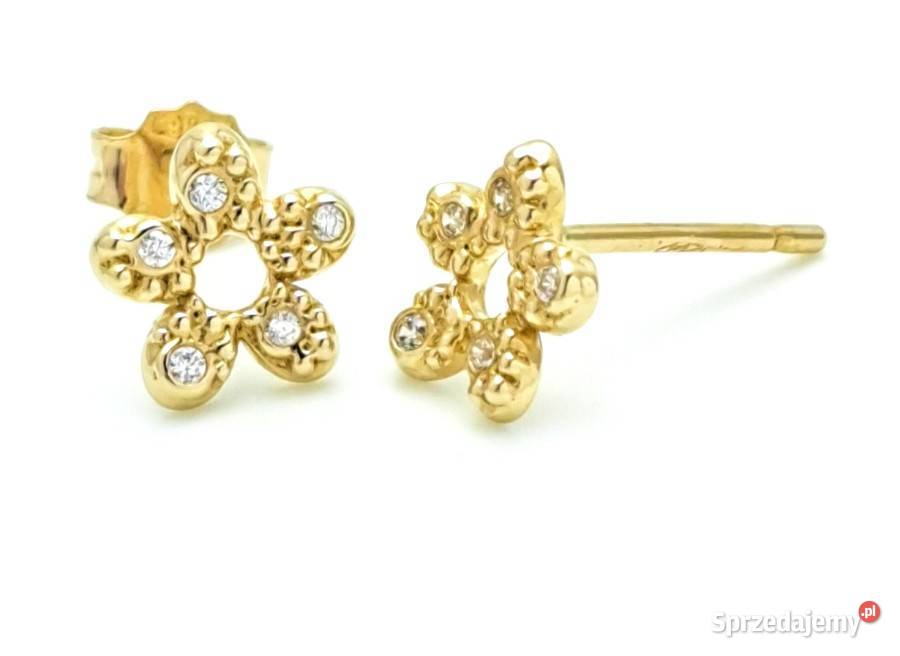 Kolczyki Złote pr585 Kwiatki sztyft Z149 Poznań