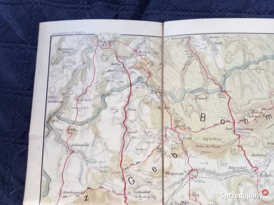 Stara mapa na płótnie Północnych Czech wydanie