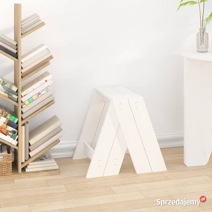 Stołki 2 białe 40x40x45 lite drewno sosnowe Warszawa