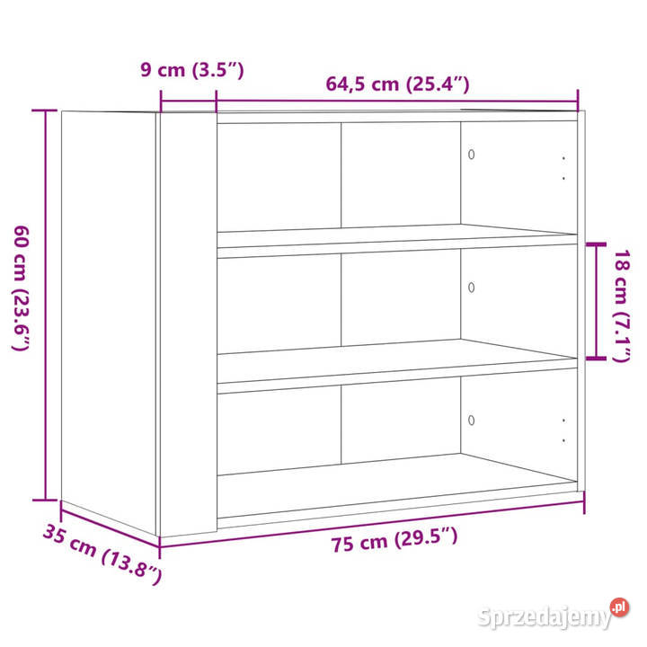 Szafka wisząca brązowy dąb 75x35x60 WM848422 Warszawa