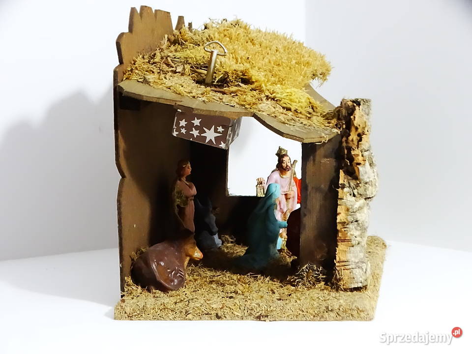 Szopka bożonarodzeniowa z pozytywką dekoracja Biłgoraj