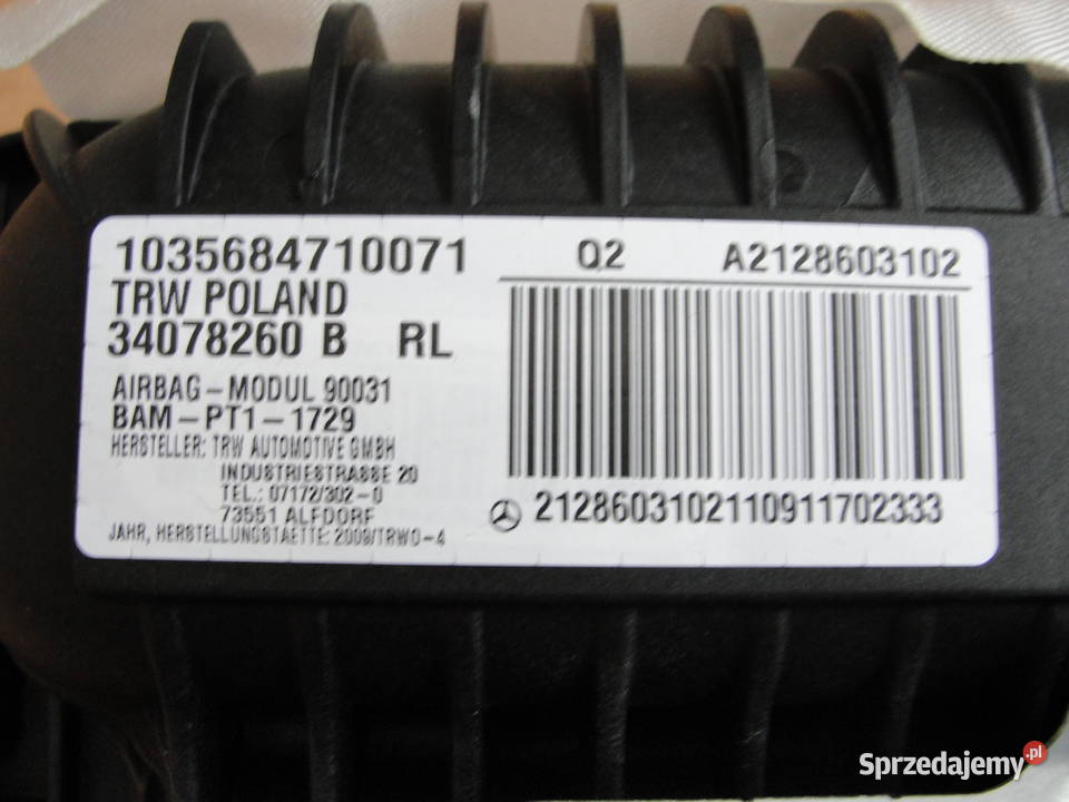 AIRBAG PODUSZKA KOKPITU MERCEDES W212 W207 W218 Dąbrowa