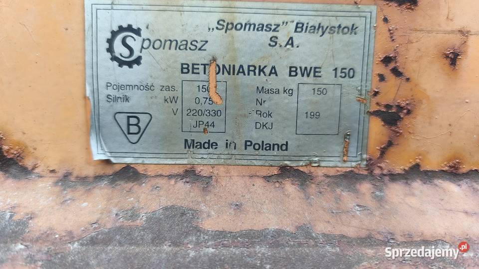 BETONIARKA SPOMASZ BWE150 NA KOLEBKĘ Brześć Kujawski