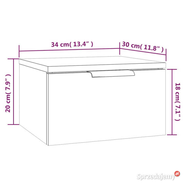 Wisząca szafka nocna biała 34x30x20 WM811376 Warszawa