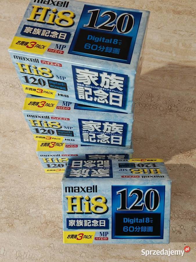 Kaseta Hi8 Maxell MP120 Digital8 60 3PAK nowe Świerklany