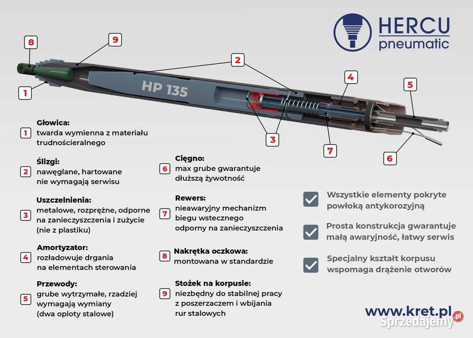 Przecisk kret młot Urządzenie przeciskowe HP 45 Kielce