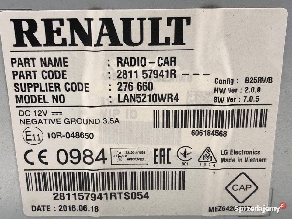 RADIO NAWIGACJA RENAULT CLIO IV 281157941R Sprzęt audio fabryczny
