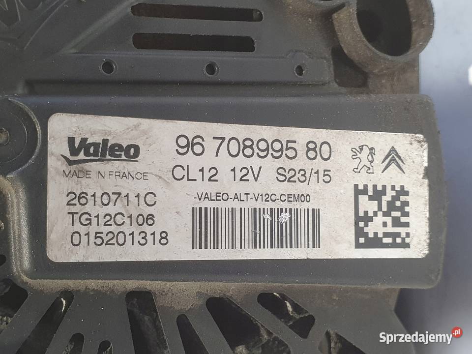 ALTERNATOR Citroen C1 II 12 VTI valeo 9670899580 Układ elektryczny, zapłon Chełm