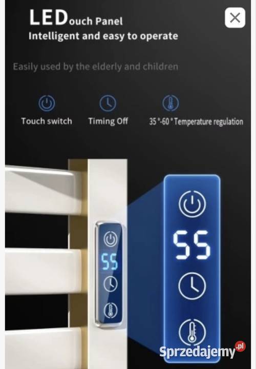 Elektryczny Grzejnik na Ręczniki z Ekranem LED Czersk sprzedam