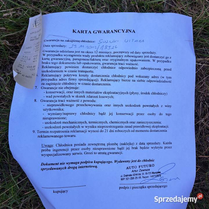 CHŁODNICA Nowa SUZUKI VITARA Warszawa Mińsk mazowieckie