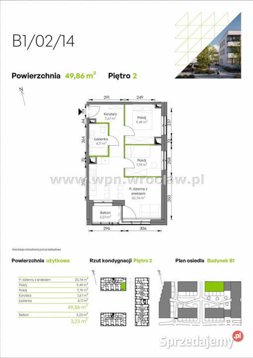 Mieszkanie Wrocław 50m2 3 pokojowe Rok budowy 2026