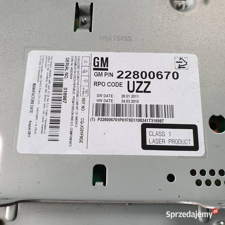 OPEL MERIVA II B RADIO CD 22800670 kujawsko-pomorskie Łochowice sprzedam