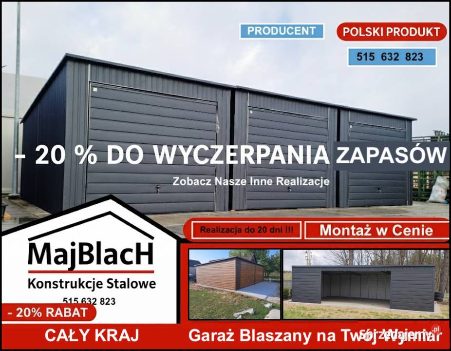 Garaż Blaszany Ocynkowany Wiata Hala Magazyn