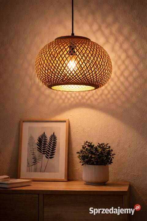 NOWA stylowa lampa wisząca bambusowa naturalna Pozostałe Brodnica