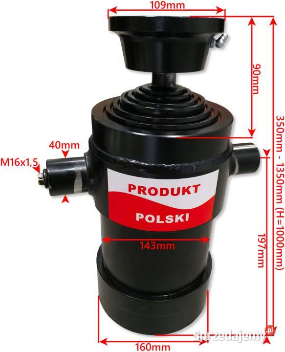 Zestaw Hydrauliczny Siłownik skok 1000 kołyska Solec Kujawski