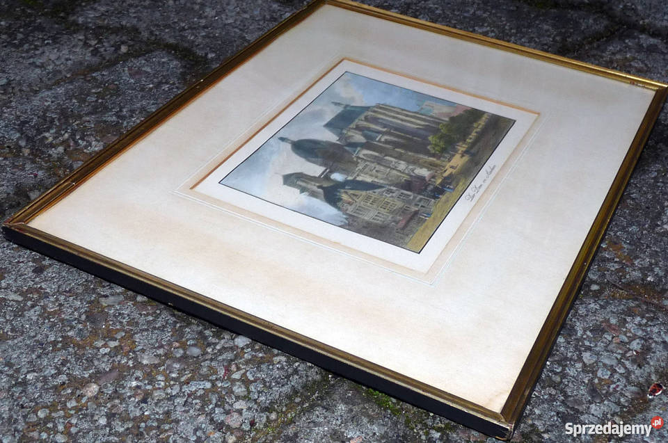 Akwaforta kolorowa z połowy XIX wieku Pozostałe Wrocław