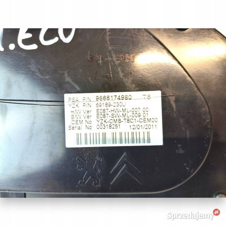 LICZNIK ZEGARY 9666174980 Peugeot 3008 I 16 20 Chełm sprzedam
