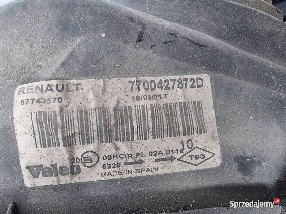 LAMPA LEWA PRZÓD RENAULT MEGANE I 7700427872D osobowe kujawsko-pomorskie Lipno