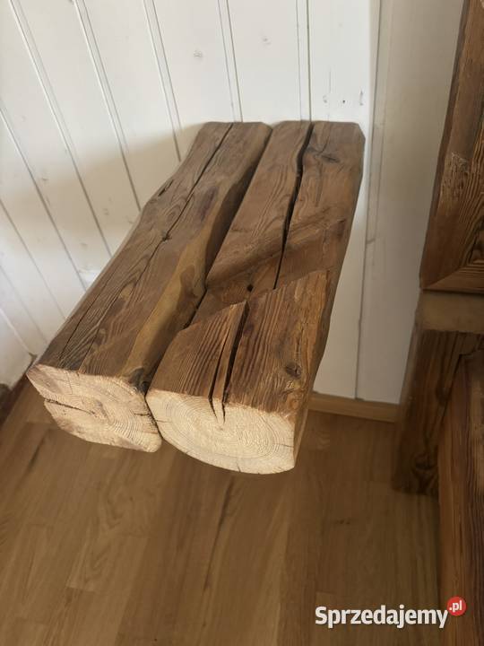 Rustykalne łózko drewniane ze starych belek i Rabka-Zdrój