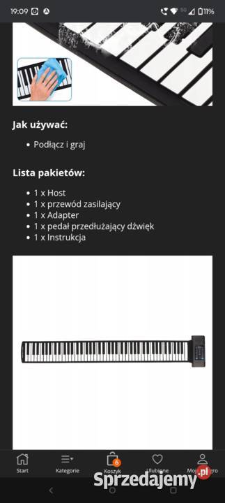 Silikonowe pianino rool up piano Sienno