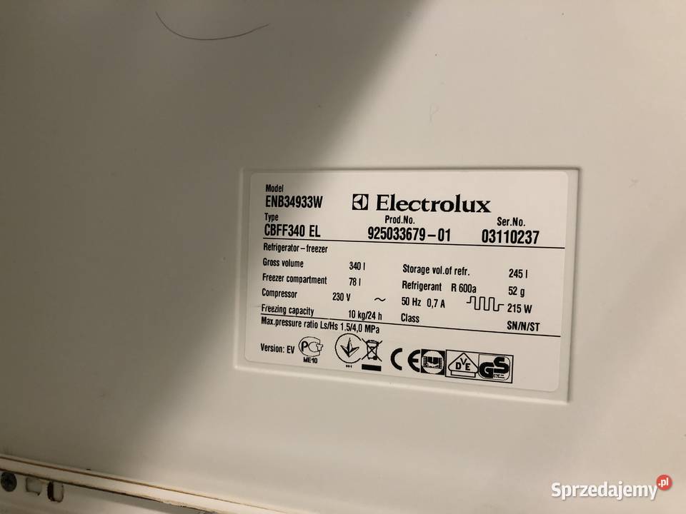 Chłodziarkozamrażarka lodówka Electrolux świętokrzyskie Kielce