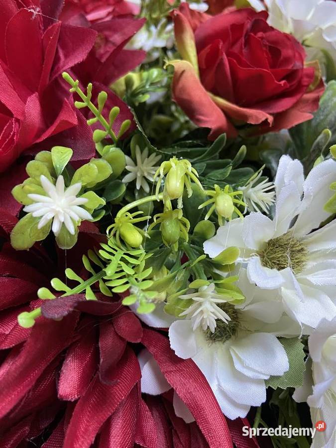 Kompozycja kwiaty sztuczne cmentarz stroik grób Kalisz