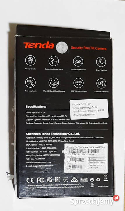 Kamera TENDA CP3 obrotowa 2MP FullHD 1080p Wifi Gubin