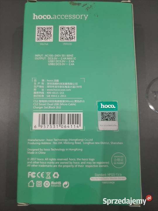 Ładowarka 2 portowa HOCO C12 Kabel microUSB Wieliczka