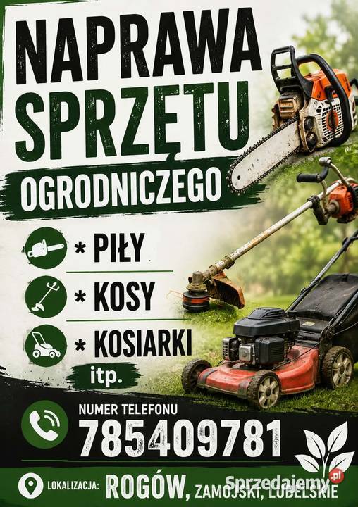 Oferuje naprawy sprzętu ogrodniczego Rogów