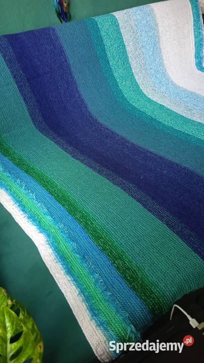 DUŻY CIEPŁY PLED Z WŁÓCZKI moje rękodzieło Piła