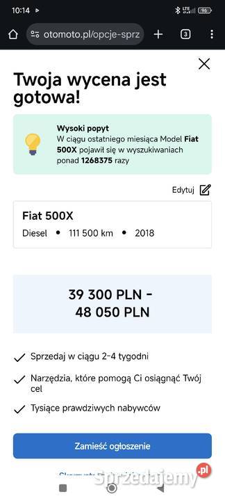 FIAT 500X 16 MJet 8xalufelgi