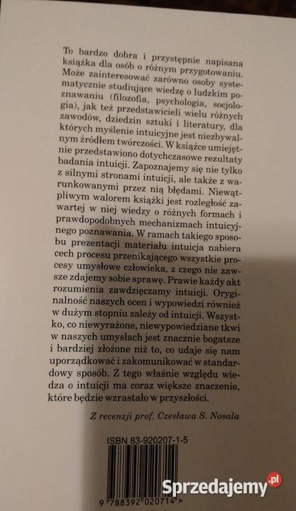 Intuicja Jej siła i słabość David G Myers NOWA motywacja, rozwój osobisty Warszawa