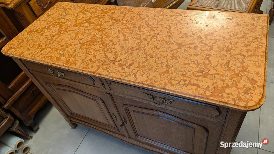 Piękna dębowa komodaszafka secesyjna z marmurem Dąbrowa Górnicza sprzedam