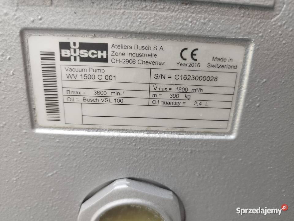 Pompa Próżniowa Busch WV 1500 C 001 2016r