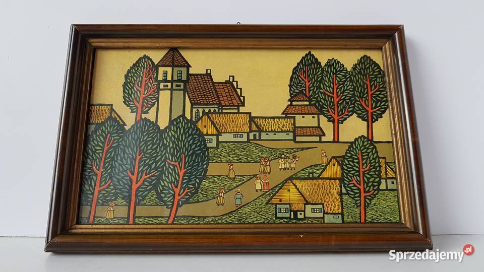 Stara polska litografia sygnowana A Heidrich Dąbrowa Górnicza