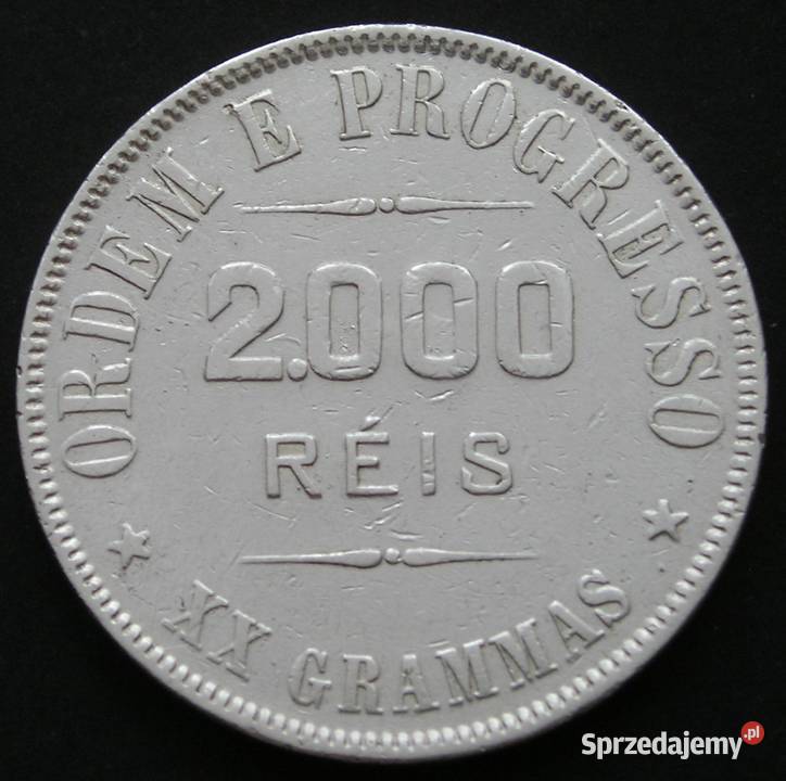 Brazylia 2000 reis 1911 srebro Łódź