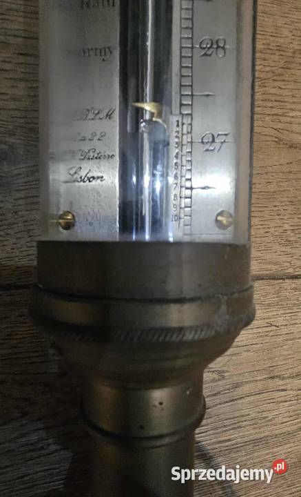 Stary mosiężny barometr okrętowy Bielawa