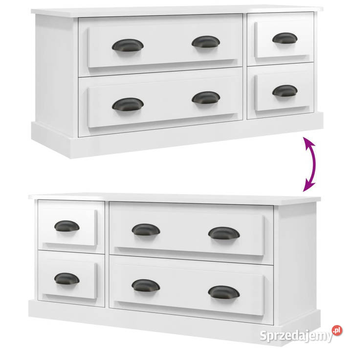 Szafka pod TV wysoki połysk biała 100x355x45 RTV Warszawa