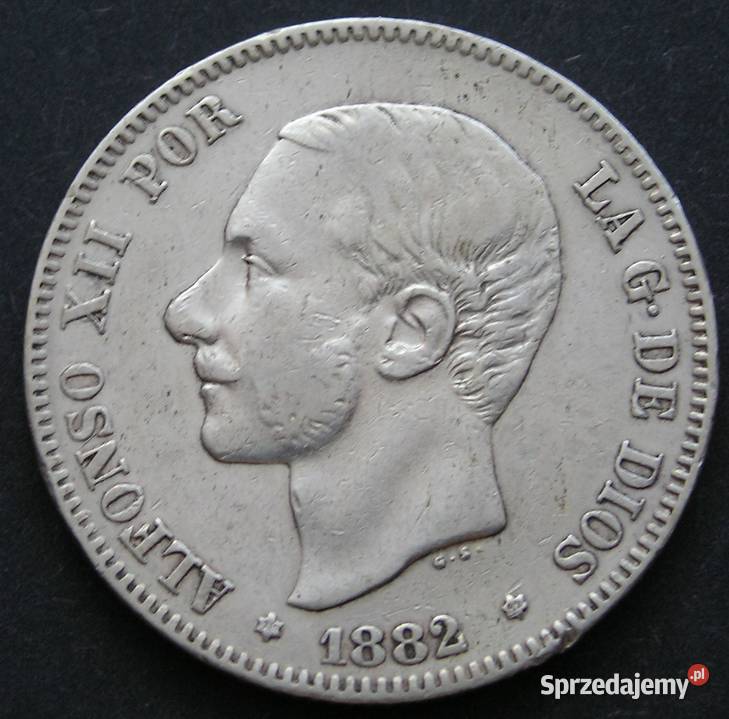 HISZPANIA 2 PESETY 1882 ALFONS XII SREBRO