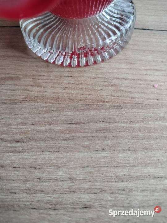 Piękny koszyczek szklany błękitne kwiatki prl Choszczno