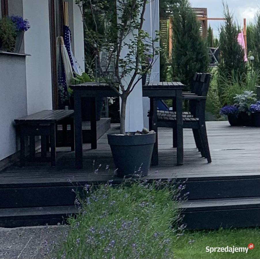 Zestaw mebli ogrodowych na taras ciemnybraz drewno Krubin
