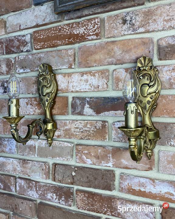 Para Francuskich kinkietów 4 mosiądz Antyk