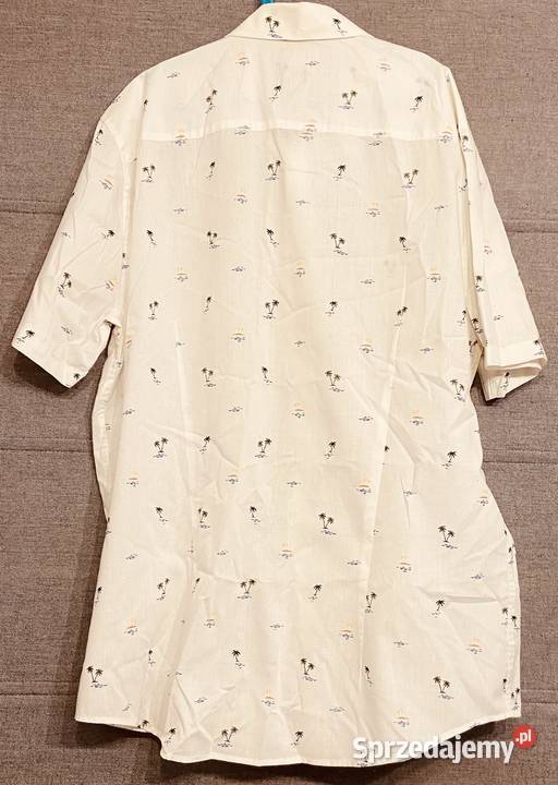 Męska biała koszula z krótkim rękawem w palemki Żyrardów