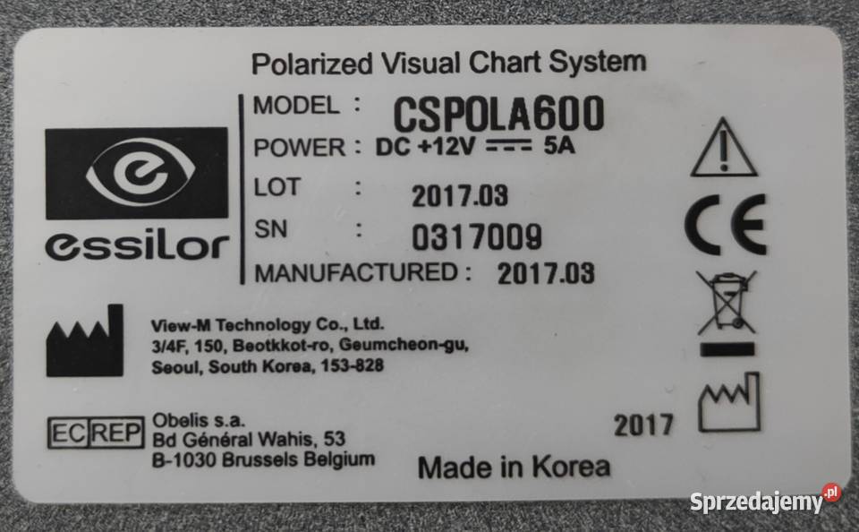 Wyświetlacz optotypów Essilor CS Pola 600 z Lublin sprzedam
