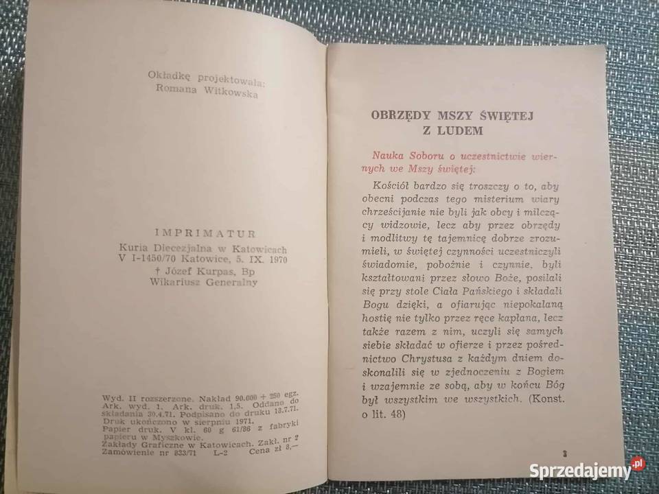 Obrzędy Mszy Świętej 1971 religioznawstwo, nauki teologiczne Wałbrzych