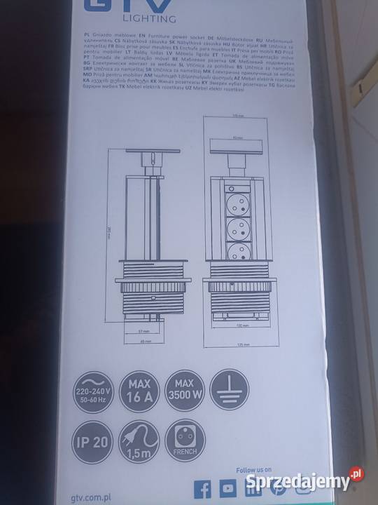 przedłużacz wpuszczany biurkowy