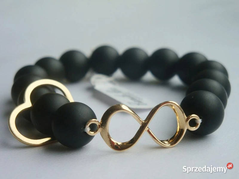 Bransoletka damska z Onyksu matowego 2 zawieszki Bransoletki świętokrzyskie Kielce